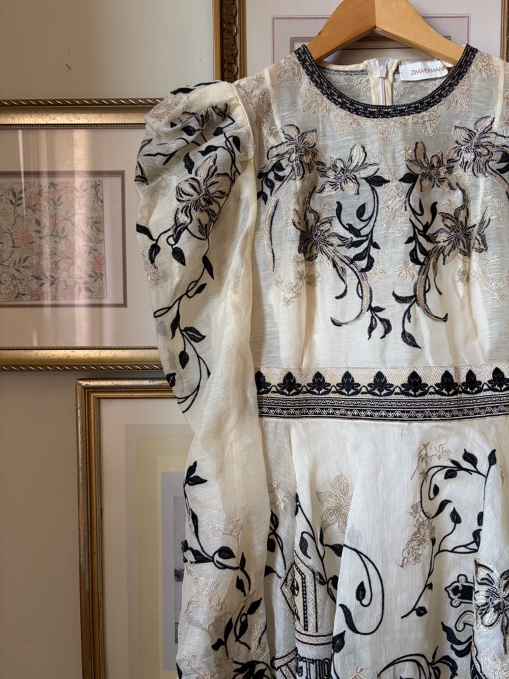NWT Zimmermann Lyrical Flared-Hem Linen And Silk Mini Dress 10 - Picture 9 of 15